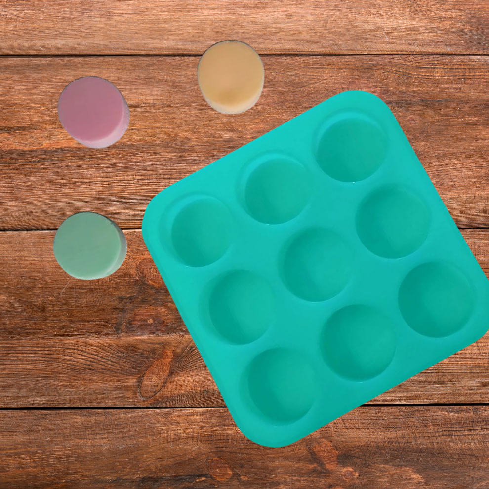 Round Shape Silicone Handmade Soap Making Moulds with 9 Cavities DIY Tray (100 GMS)