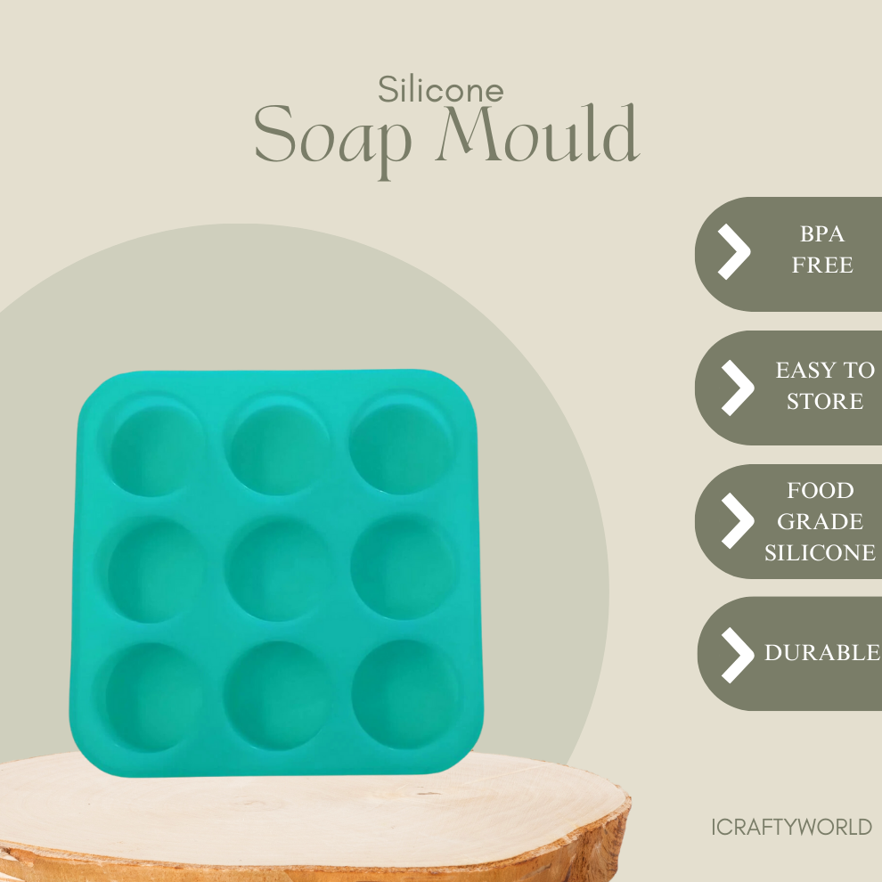 Round Shape Silicone Handmade Soap Making Moulds with 9 Cavities DIY Tray (100 GMS)