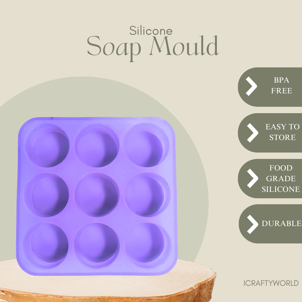 Round Shape Silicone Handmade Soap Making Moulds with 9 Cavities DIY Tray (125 GMS)