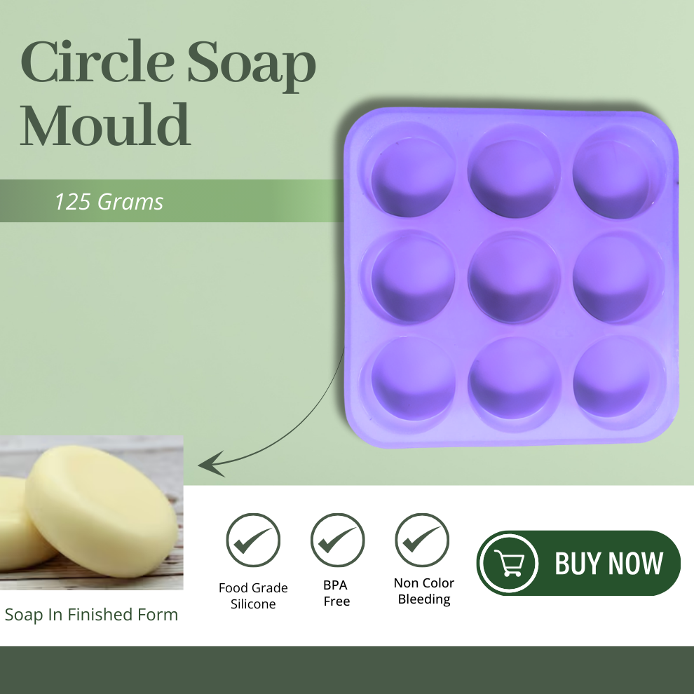 Round Shape Silicone Handmade Soap Making Moulds with 9 Cavities DIY Tray (125 GMS)