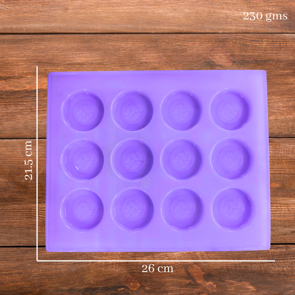 Round Shape Silicone Handmade Soap Making Moulds with 12 Cavities DIY Tray (15 GMS)