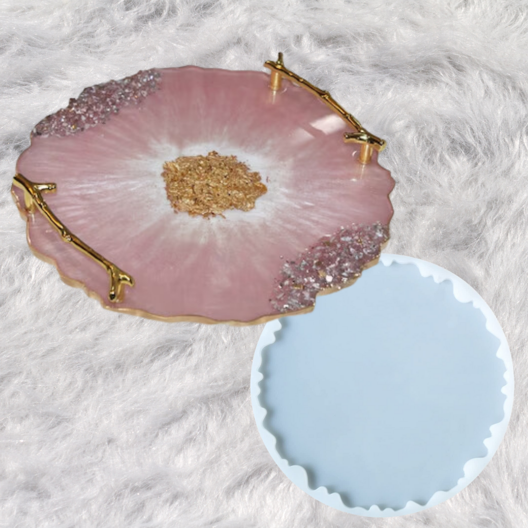 12 Inch Silicone Agate Round Coaster Mould