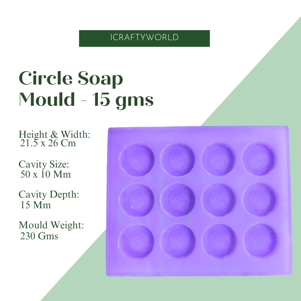 Round Shape Silicone Handmade Soap Making Moulds with 12 Cavities DIY Tray (15 GMS)