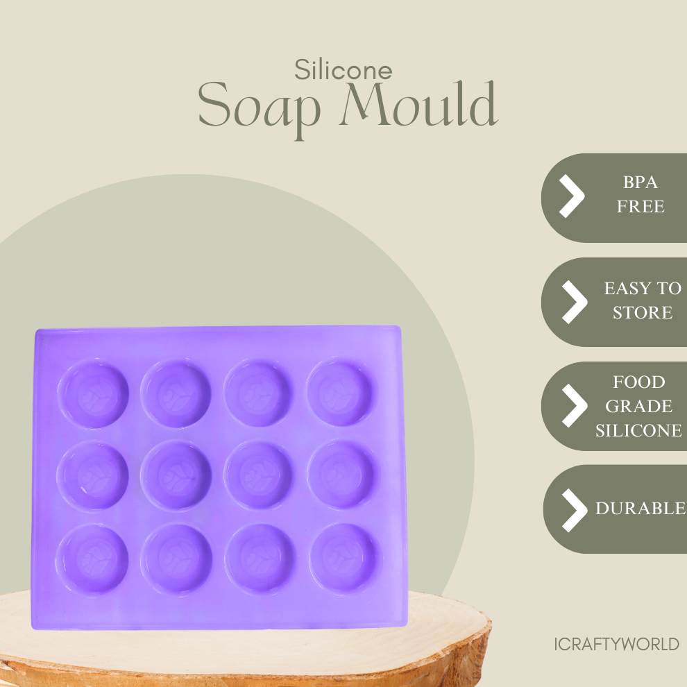 Round Shape Silicone Handmade Soap Making Moulds with 12 Cavities DIY Tray (15 GMS)