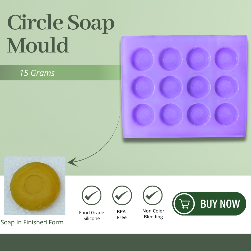 Round Shape Silicone Handmade Soap Making Moulds with 12 Cavities DIY Tray (15 GMS)