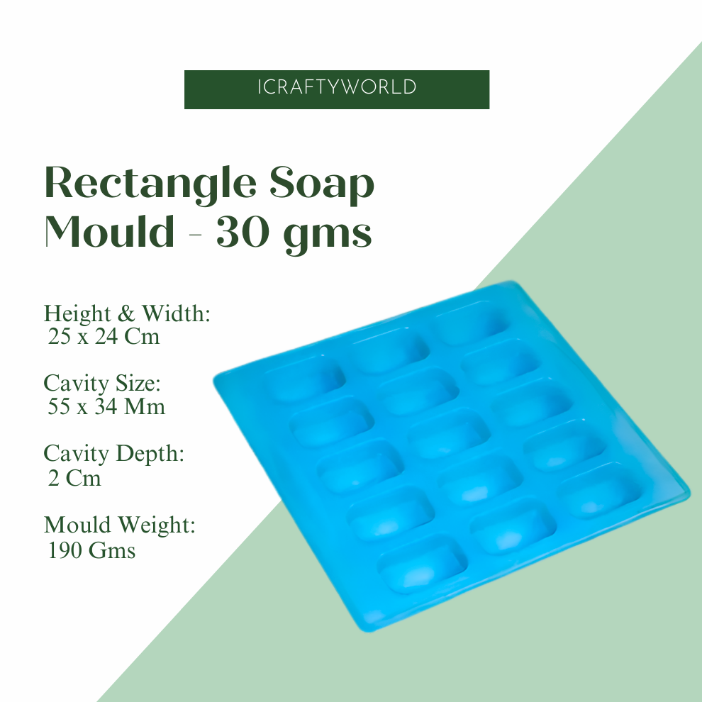 Handmade Rectangle Shape Soap Making Mould - 30 Gm (15 Cvt)