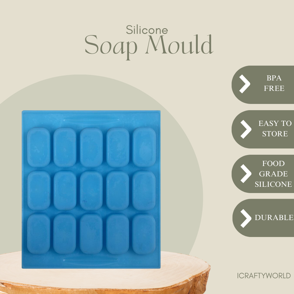 Handmade Rectangle Shape Soap Making Mould - 30 Gm (15 Cvt)