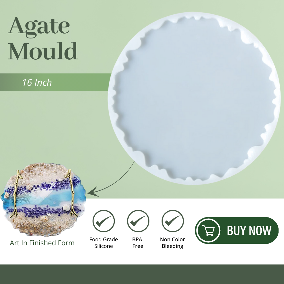 16 Inch Silicone Agate Round Coaster Mould