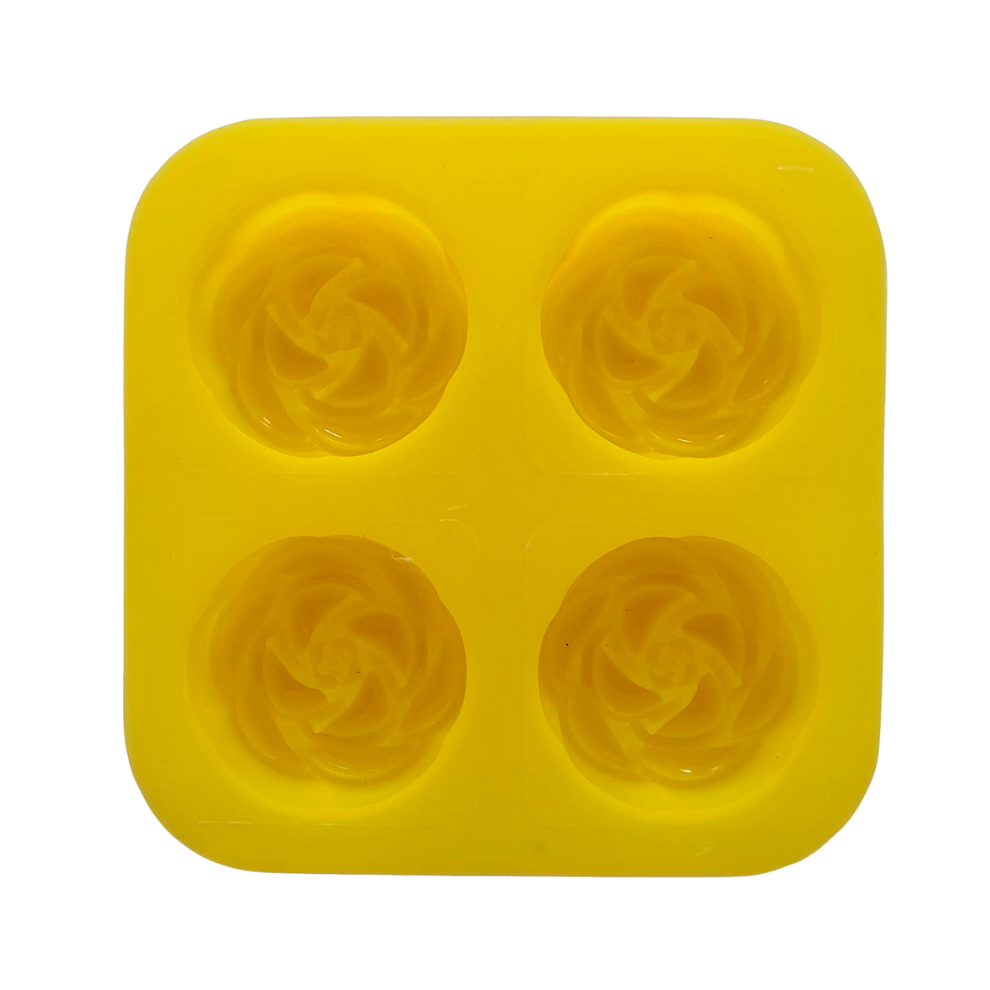 Blooming Rose Shape 4 Cavity Silicone Soap Mould 70 GMS