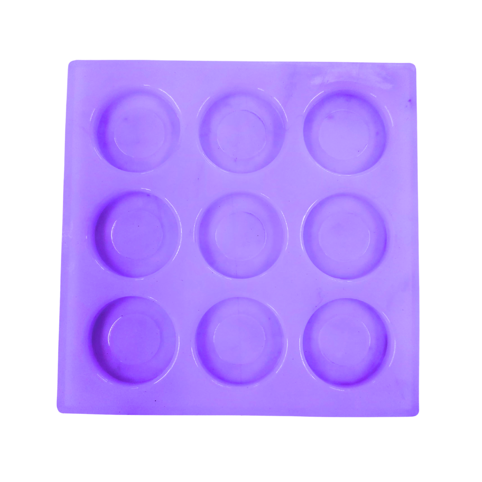 Round Shape Silicone Handmade Soap Making Moulds with 9 Cavities DIY Tray (20 GMS)