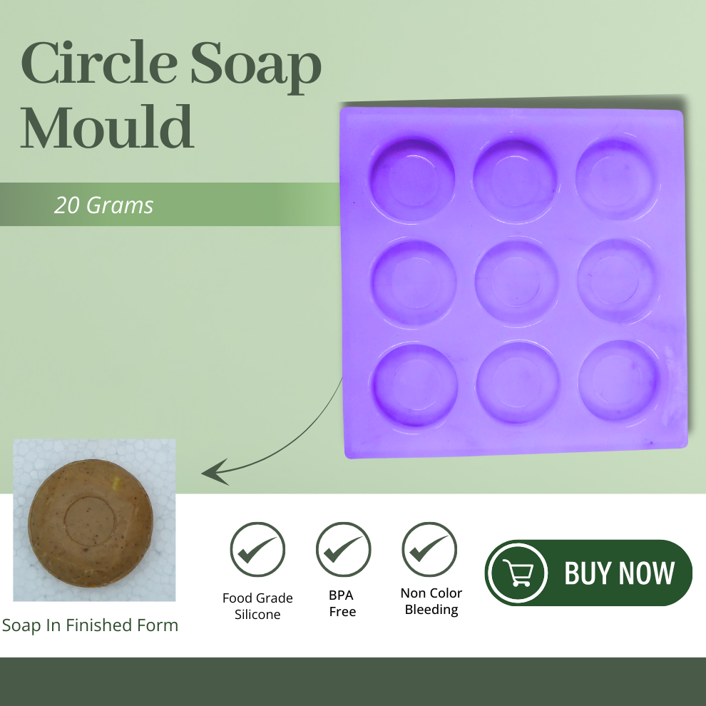 Round Shape Silicone Handmade Soap Making Moulds with 9 Cavities DIY Tray (20 GMS)