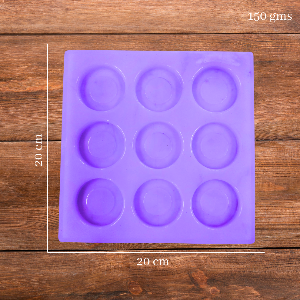 Round Shape Silicone Handmade Soap Making Moulds with 9 Cavities DIY Tray (20 GMS)