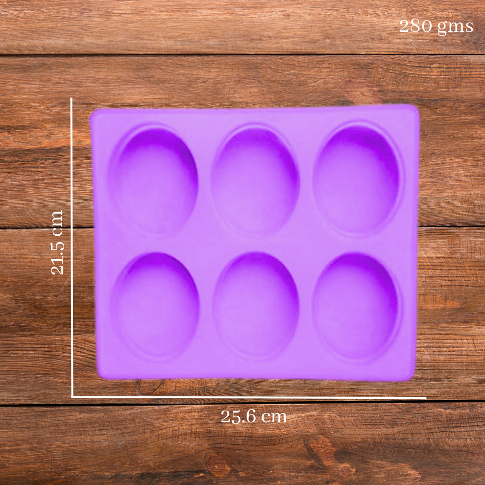 Silicone Handmade Oval Shape Soap Moulds with 6 Cavities -150 GM