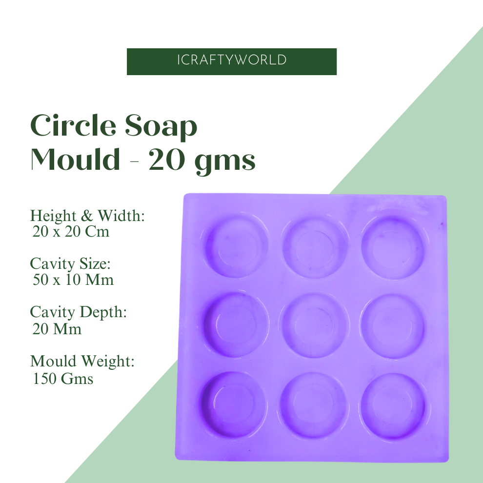 Round Shape Silicone Handmade Soap Making Moulds with 9 Cavities DIY Tray (20 GMS)