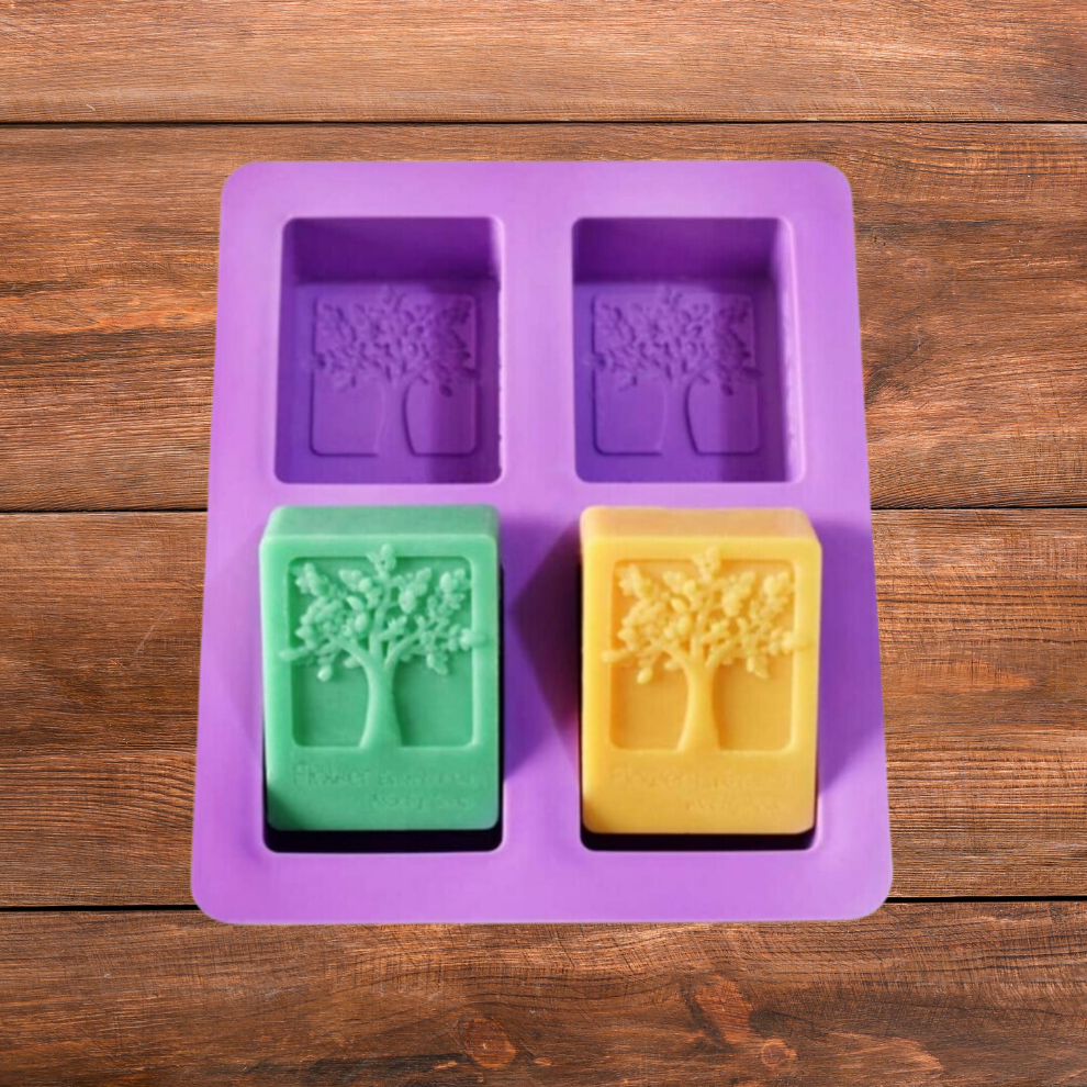Tree Design Handmade Rectangle Soap Making Moulds- 125 GM