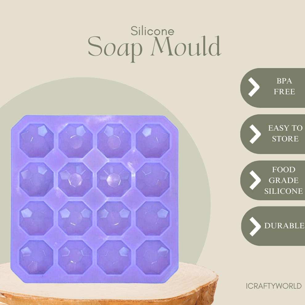 Diamond Shaped Silicone Soap Mould with 16 Cavities, 50 GMS