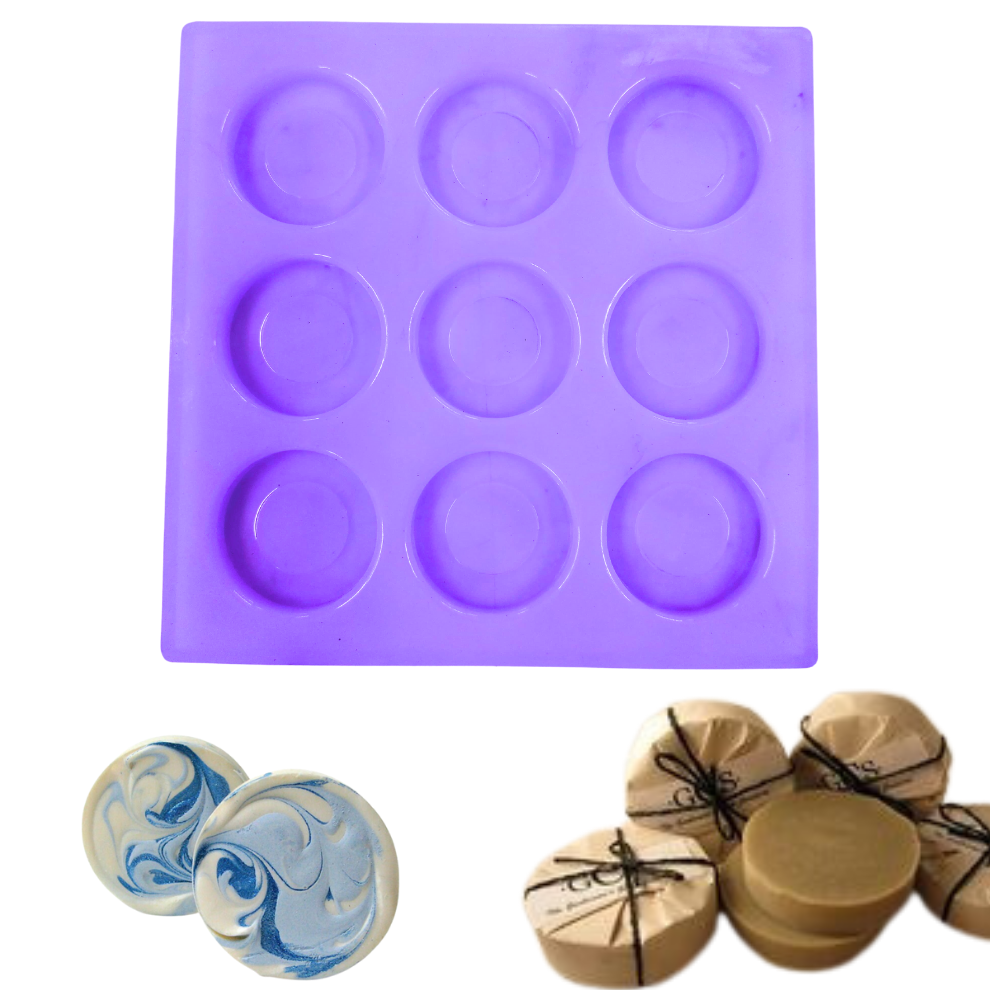 Round Shape Silicone Handmade Soap Making Moulds with 9 Cavities DIY Tray (20 GMS)