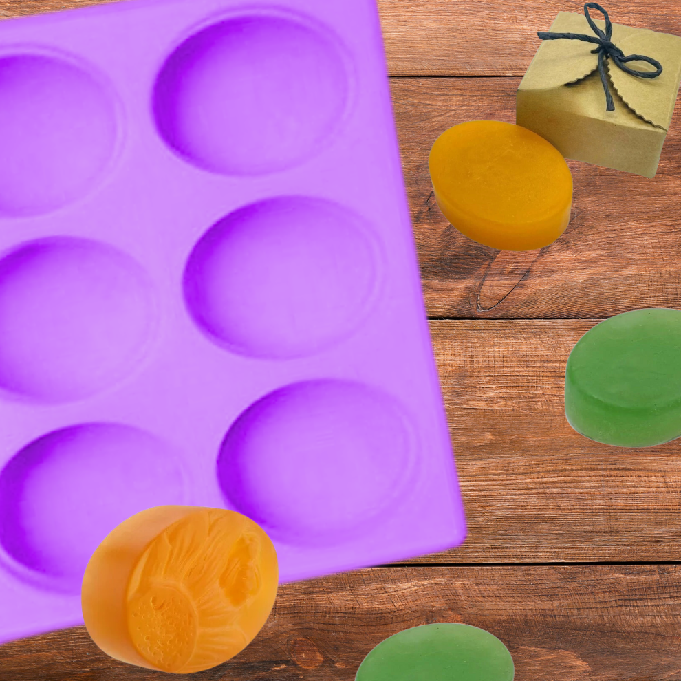 Silicone Handmade Oval Shape Soap Moulds with 6 Cavities -150 GM