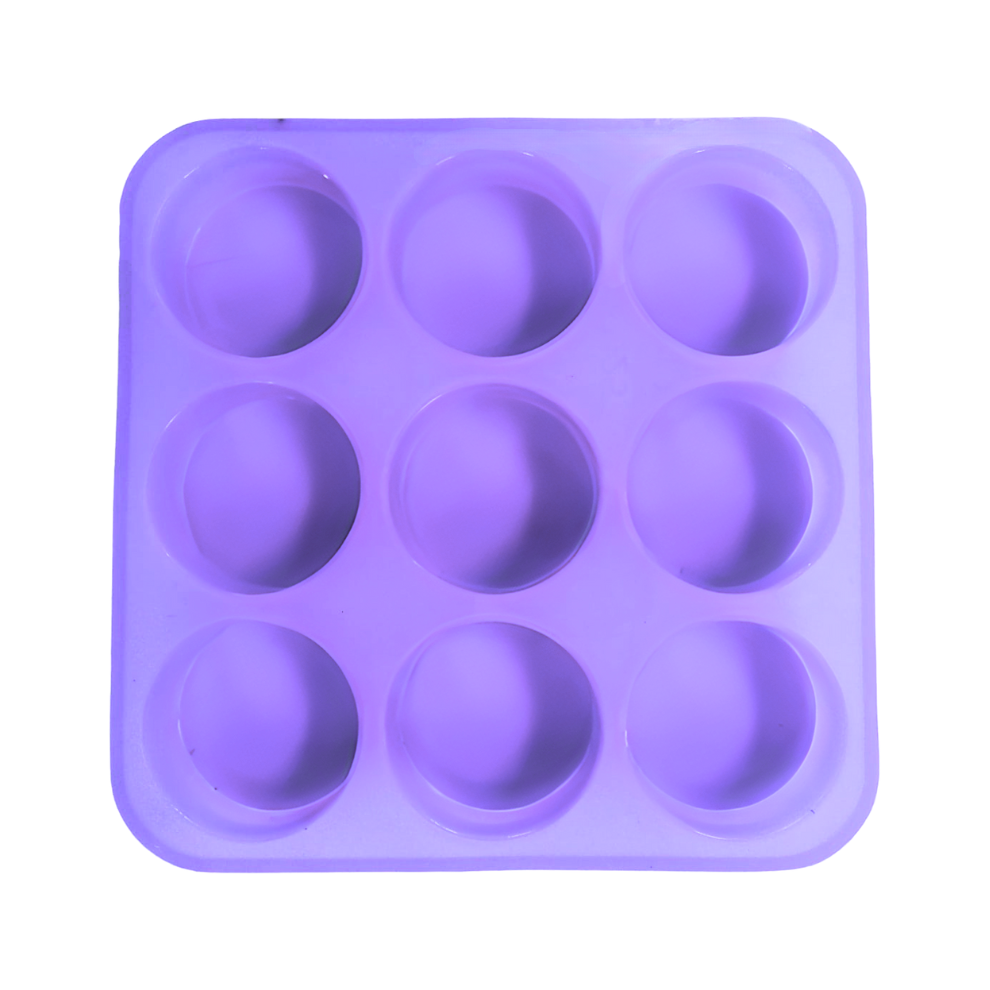 Round Shape Silicone Handmade Soap Making Moulds with 9 Cavities DIY Tray (125 GMS)