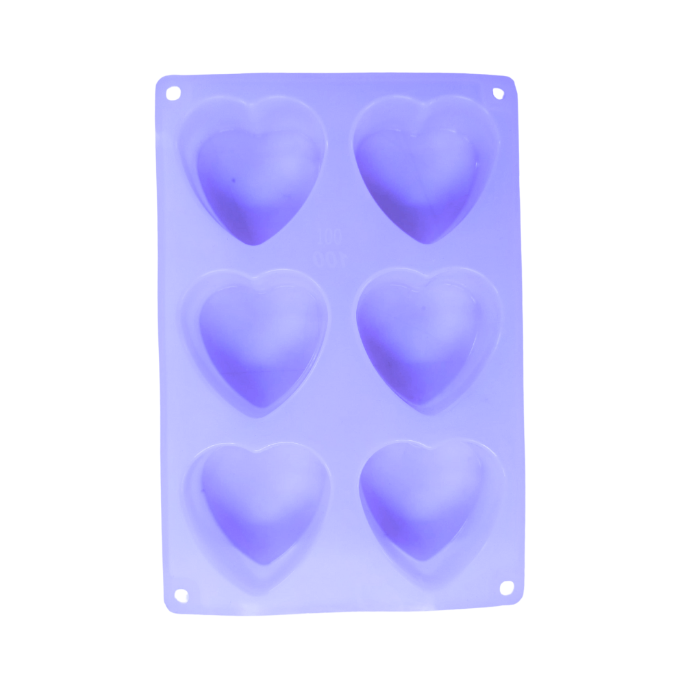 Heart Shape 6 Cavity Silicone Soap Mould - 100 GMS