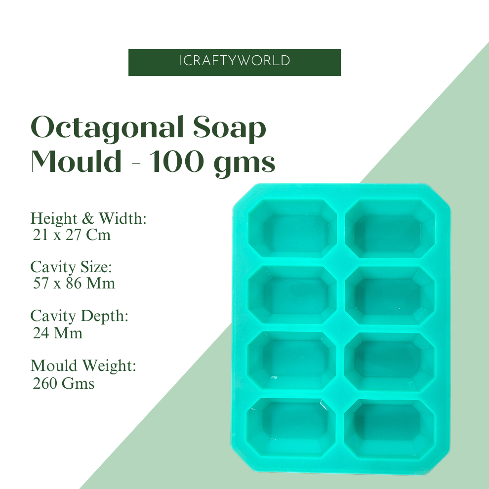 Octagonal Shape 8 CVT Silicone Soap Mould- 100 GMS
