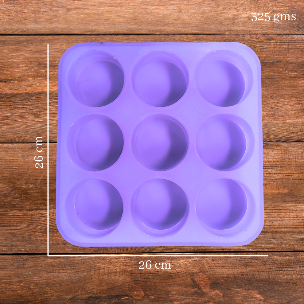Round Shape Silicone Handmade Soap Making Moulds with 9 Cavities DIY Tray (125 GMS)
