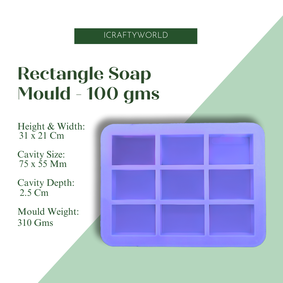 Silicone Rectangle Shape Soap Mould - 100 GM
