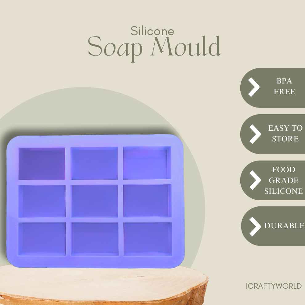 Silicone Rectangle Shape Soap Mould - 100 GM