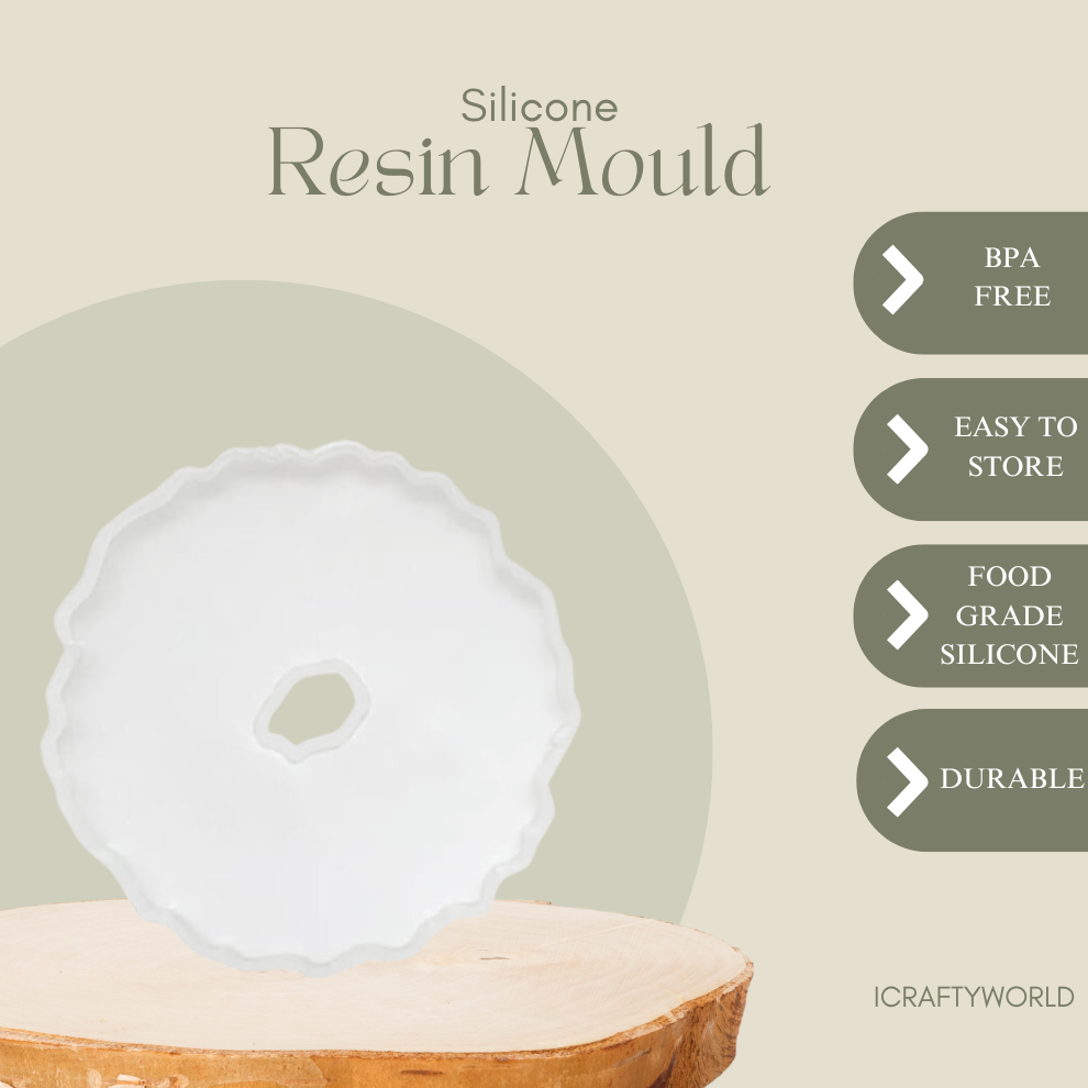 Silicone Agate Coaster Mould with Hole