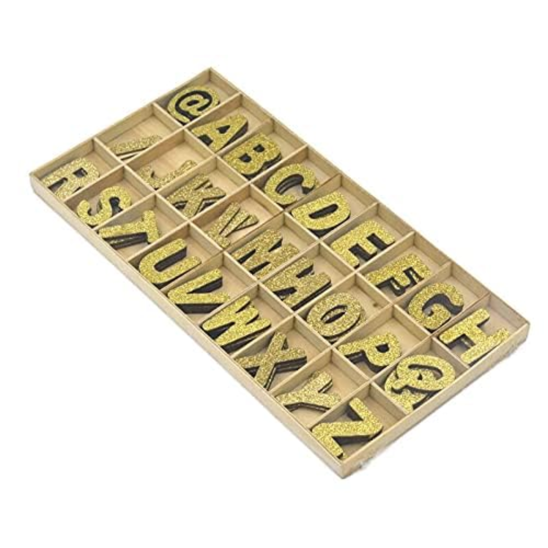 Gold Glitter Wooden Alphabet Letter Set