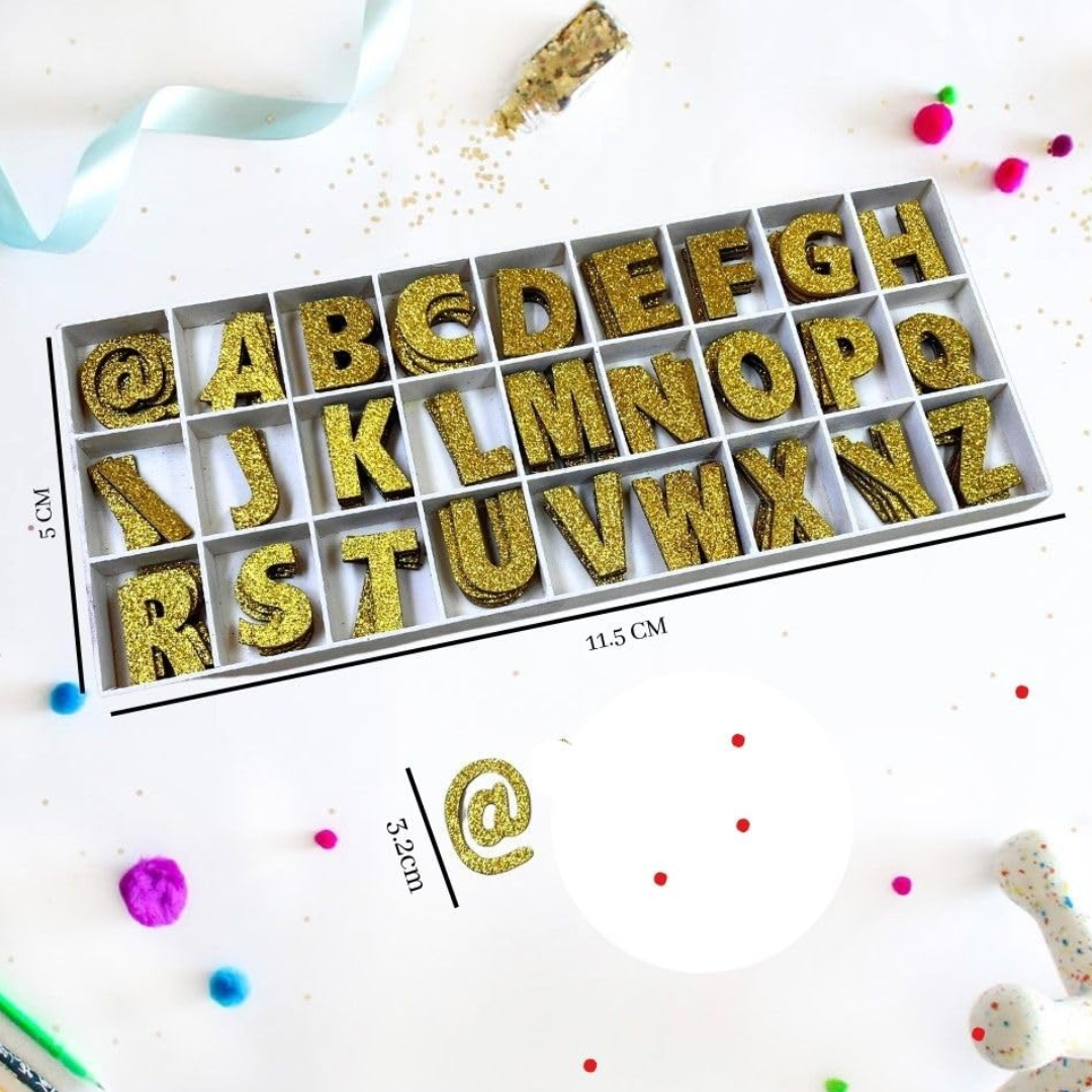 Gold Glitter Wooden Alphabet Letter Set