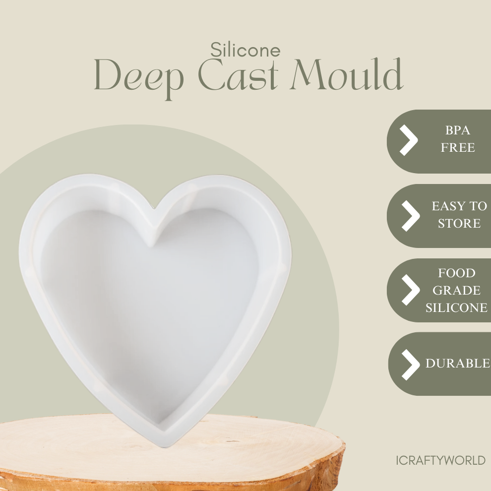 Silicone Deep Casting Resin Mould Heart Shape 6 inch