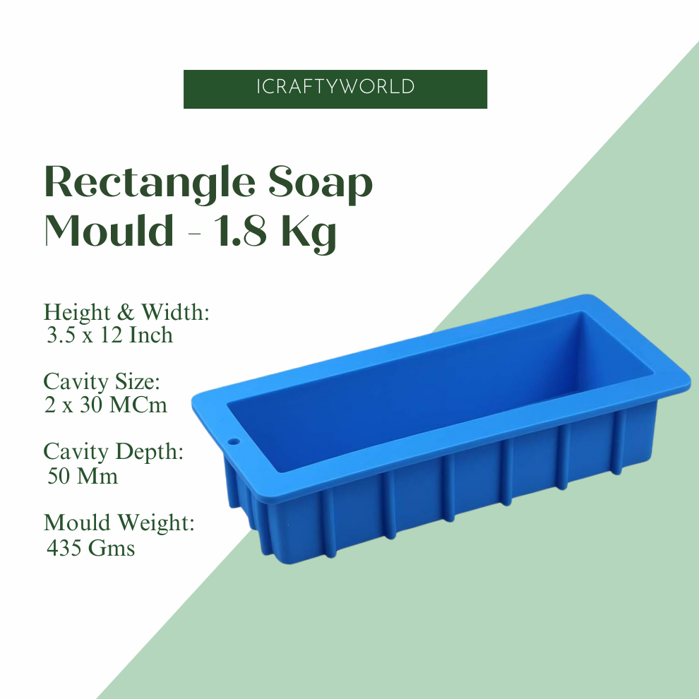 Silicone Rectangle Loaf Soap Mould -3.5" X 2" X 12"/1.80 KG/ 1 CVT