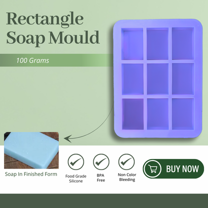 Silicone Rectangle Shape Soap Mould - 100 GM