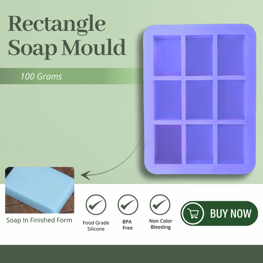 Silicone Rectangle Shape Soap Mould - 100 GM