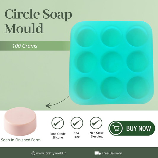 Round Shape Silicone Handmade Soap Making Moulds with 9 Cavities DIY Tray (100 GMS)