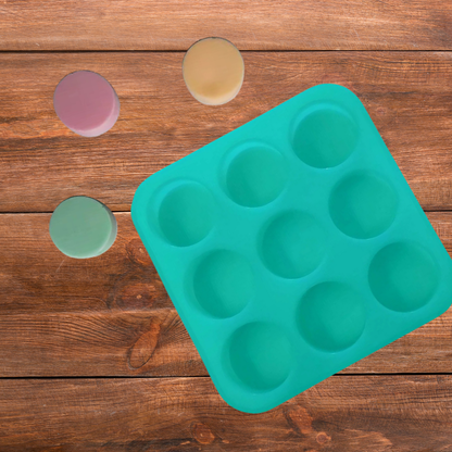 Round Shape Silicone Handmade Soap Making Moulds with 9 Cavities DIY Tray (100 GMS)