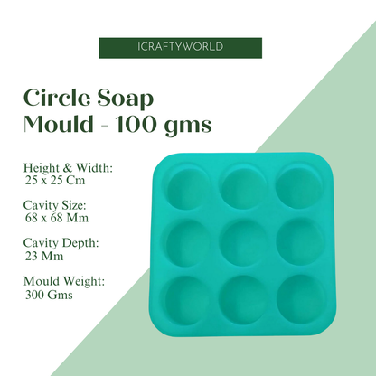Round Shape Silicone Handmade Soap Making Moulds with 9 Cavities DIY Tray (100 GMS)