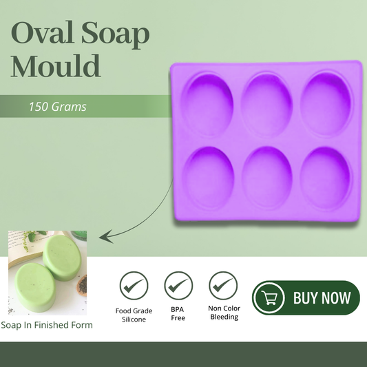 Silicone Handmade Oval Shape Soap Moulds with 6 Cavities -150 GM