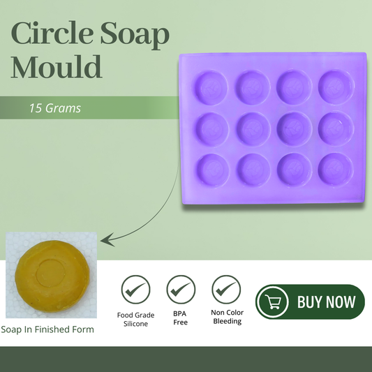 Round Shape Silicone Handmade Soap Making Moulds with 12 Cavities DIY Tray (15 GMS)