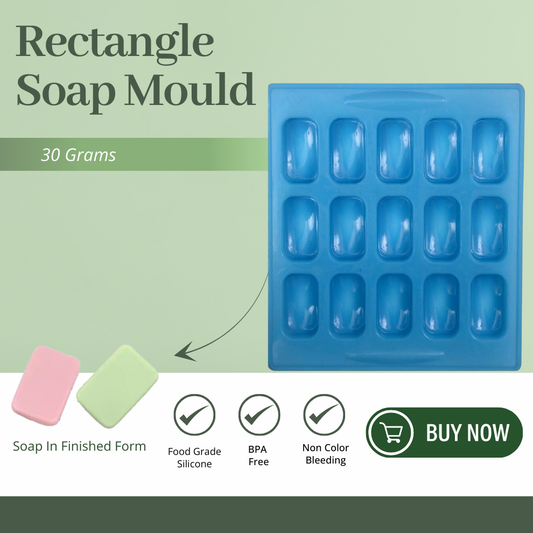 Handmade Rectangle Shape Soap Making Mould - 30 Gm (15 Cvt)