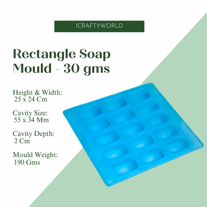 Handmade Rectangle Shape Soap Making Mould - 30 Gm (15 Cvt)