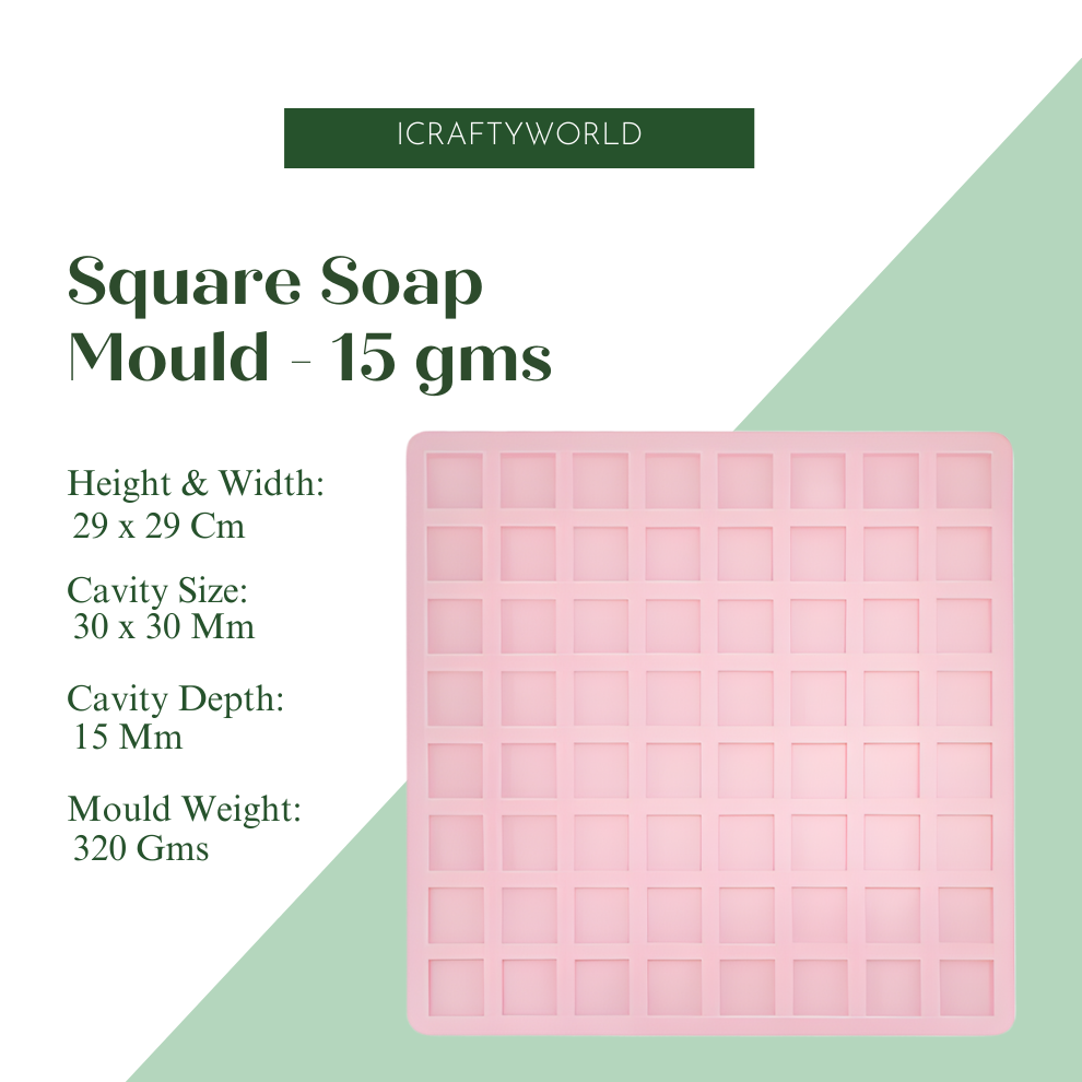 Handmade Square Shape Soap Making Mould - 15 GM