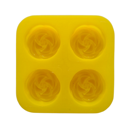 Blooming Rose Shape 4 Cavity Silicone Soap Mould 70 GMS