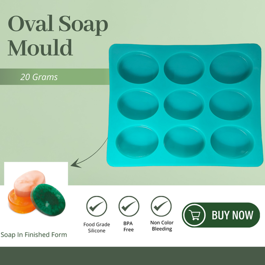 Oval Shape Silicone Handmade Soap Making Moulds with 12 Cavities -20 GM