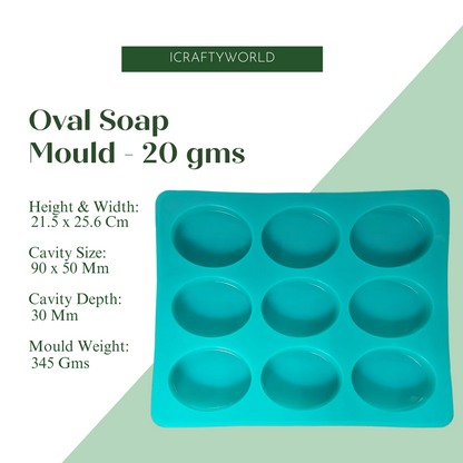 Oval Shape Silicone Handmade Soap Making Moulds with 12 Cavities -20 GM