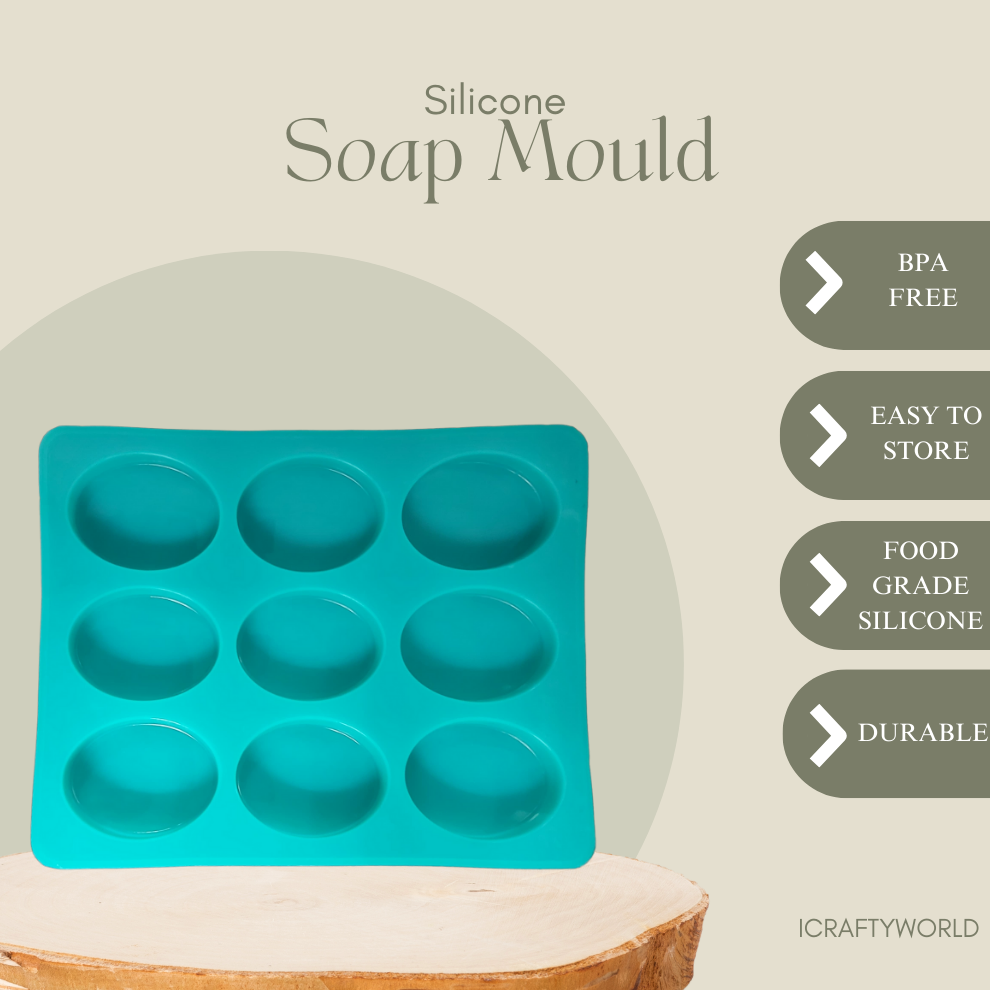 Oval Shape Silicone Handmade Soap Making Moulds with 12 Cavities -20 GM