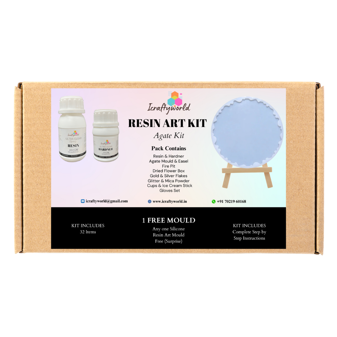 32 Pcs Resin Art Kit, Resin Coaster Making Kit, Resin Agate Kit