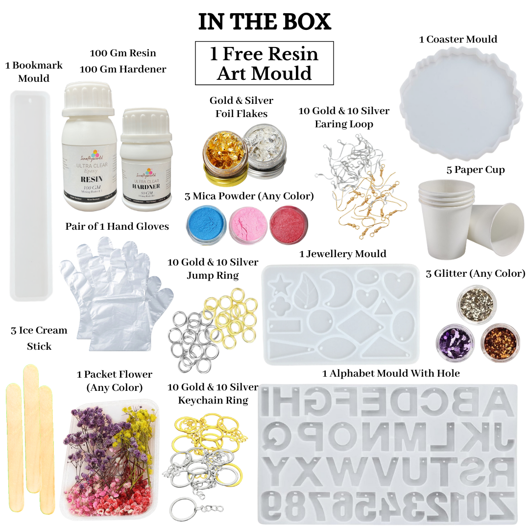 85 Pcs Resin Art Kit, Jewellery & Keychain Making Kit