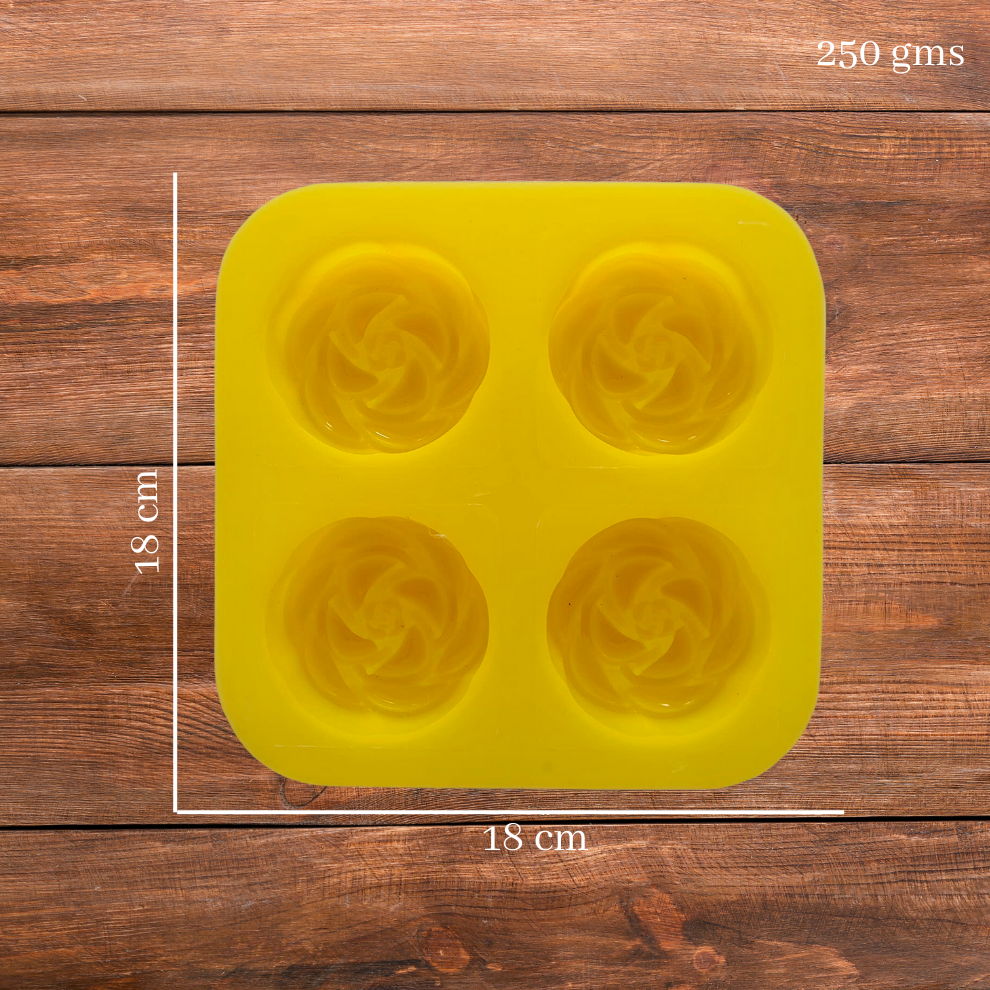 Blooming Rose Shape 4 Cavity Silicone Soap Mould 70 GMS